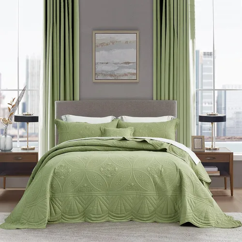 DaisyHuang Colcha de gran tamaño, funda de cama tamaño King, juego de colcha moderno y contemporáneo, costuras reales, reversible, ligero, 5 piezas,