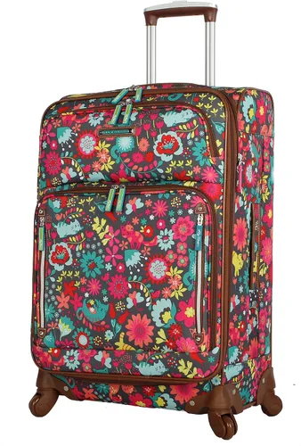Lily Bloom Maleta expandible con patrón de diseño de 24 pulgadas con ruedas giratorias de 4 ruedas giratorias para mujer, bolsa a cuadros ligera