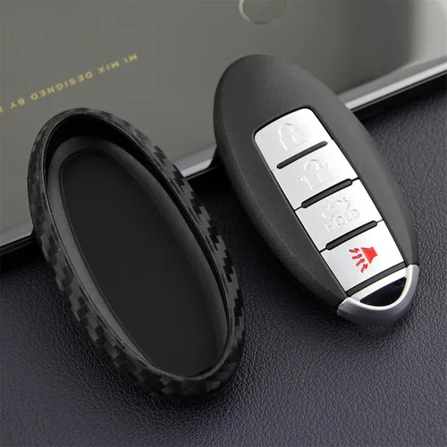 Miniatura 5 de Funda para Llavero de Silicona Suave con Textura de Fibra de Carbono para Nissan 370Z Altima Armada Frontier GT-R Leaf Maxima Murano Pathfinder