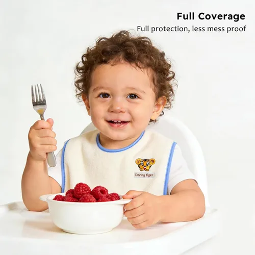 Miniatura 6 de Baberos de cobertura completa para alimentación, baberos suaves e impermeables extra grandes, baberos de alimentación para niñas y niños