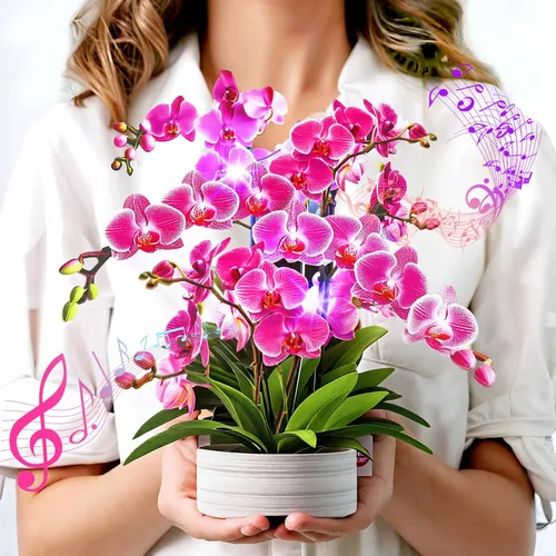 Miniatura 8 de Yinqing Tarjetas de cumpleaños, tarjeta de feliz cumpleaños ligera y música, lirio y mariposas, ramo de flores de tamaño natural de 10 pulgadas