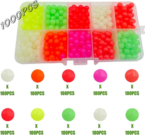 Miniatura 3 de Cuentas de plástico verde que brillan en la oscuridad, cuentas de goma suave para plataformas de pesca de agua dulce y salada