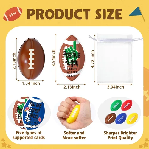 Miniatura 2 de Skylety Juego de 20 mini bolas de fútbol para el estrés, 5 estilos, recuerdos de fiesta de fútbol a granel de 2.13 pulgadas, bola de estrés