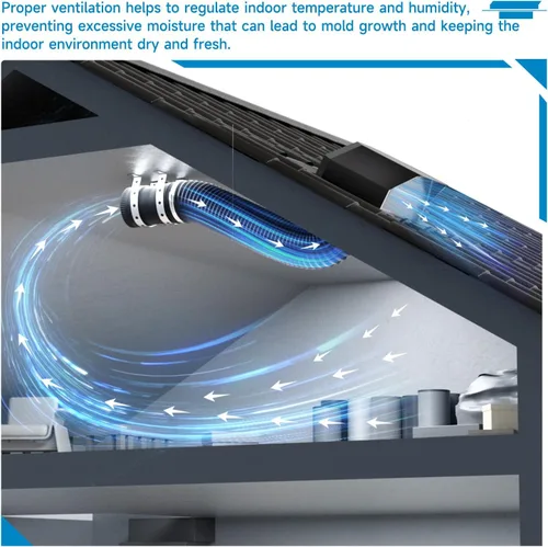Miniatura 5 de Hon&Guan Tapa de Ventilación para Techo de 4 Pulgadas, Ventilaciones de Techo de Flujo de Aire Mejorado para Casas Herméticas de Acero Galvanizado