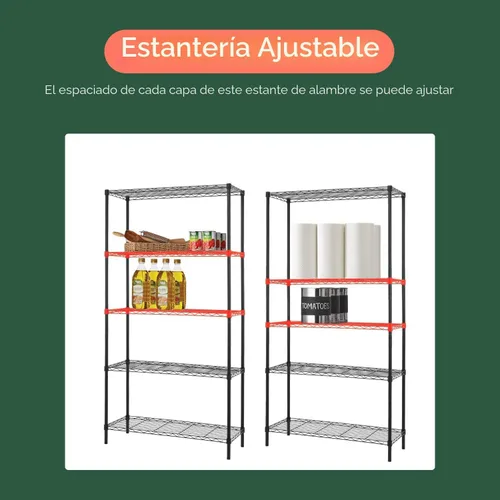 Miniatura 4 de FDW Unidad de estantería de alambre de 14" de profundidad × 36" de ancho × 72" de alto, estante de metal comercial con rack de 5 niveles ajustables