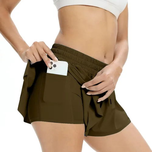 Miniatura 61 de Blaosn Pantalones cortos atléticos fluidos para mujer, gimnasio, yoga, entrenamiento, correr, pantalones cortos de tenis, falda falda linda, ropa