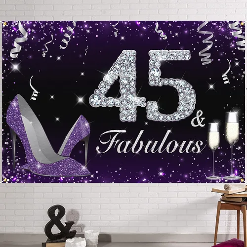 HAMIGAR Fabuloso telón de fondo de cumpleaños tacones altos morados