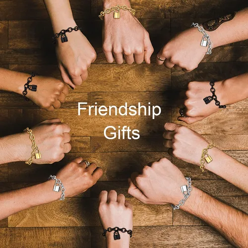 Miniatura 5 de FOCALOOK Pulseras de cadena de eslabones para mujer, pulseras personalizables, chapadas en oro de 18 quilates, pulsera con dije de bloqueo de cadena