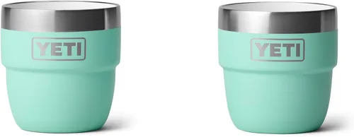 YETI Rambler - Vaso apilable de 4 onzas, acero inoxidable, taza de café/espresso aislada al vacío, 2 unidades Verde mar