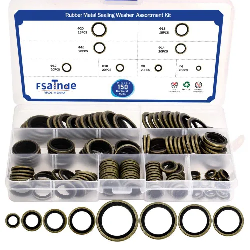 Kit surtido de 150 piezas de arandelas de sello unido de metal, arandelas unidas autocentradas, 8 tamaños M6, M8, M10, M12, M14, M16, M18, M20 para