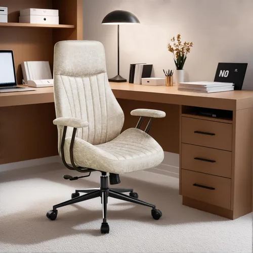 ovios Silla de oficina ergonómica ejecutiva, respaldo alto, cómodas sillas de computadora de piel sintética de gamuza sintética, sillón giratorio
