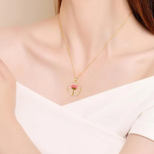 Miniatura 5 de Pressed Flower Necklace Gift for Women Personalized Handmade Necklaces Birth Flower Necklace