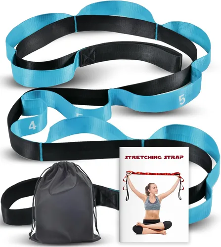 Acozycoo Correa de estiramiento con 10 bucles, correa de yoga para terapia física, entrenamiento en casa, entrenamiento de pilates y flexibilidad,