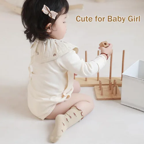 Miniatura 5 de WATOCHE Calcetines para bebés y niñas pequeñas con volantes, calcetines de vestir con volantes, calcetines antideslizantes para bebés, calcetines