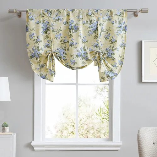 Laura Ashley - Cenefa superior de algodón, elegante y ligero tratamiento de ventana para decoración del hogar (amarillo Cassidy, 50 x 25 pulgadas)