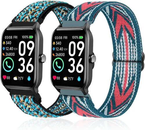 Paquete de 2 correas elásticas de nailon compatibles con Woneligo/Fitpolo Smart Watch IDW13, correas elásticas suaves para reloj FITVII Flecha