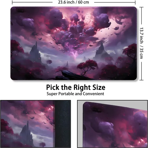 Miniatura 3 de Tapete de juego para MTG con bolsas de almacenamiento gratis, tapete de juego de 24 x 14 pulgadas TCG y alfombrillas de juego de mesa para cartas