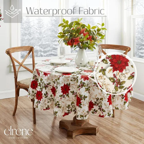Miniatura 3 de Elrene Home Fashions - Mantel de vinilo resistente al agua y a las manchas con reverso de franela, 60 x 84 pulgadas, diseño navideño