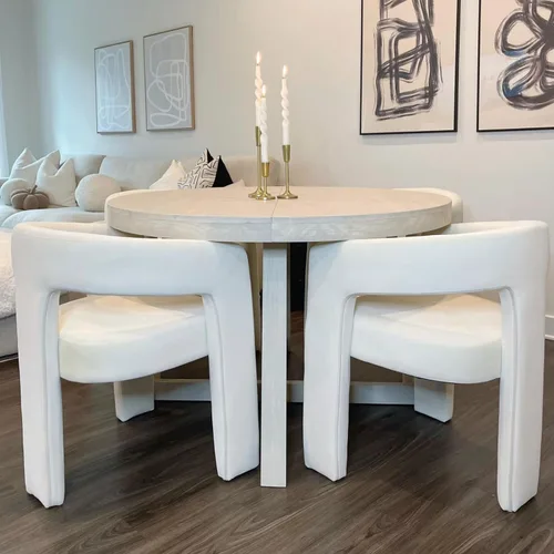 Miniatura 44 de Modern Barrel - Silla de comedor tapizada con brazos, cómoda silla auxiliar de terciopelo para sala de estar, oficina en casa, recepción