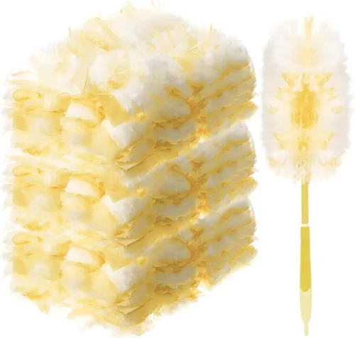 Miniatura 19 de Vesici 100 piezas de repuesto de plumero compatibles con Swiffer Dusters desechables a granel, repuesto grueso con 1 mango resistente para limpieza