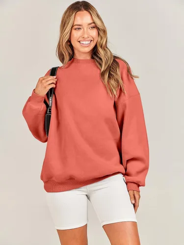 Miniatura 6 de ANRABESS Sudadera de gran tamaño para mujer, con cuello redondo, estilo Y2K, sudadera con capucha de forro polar, cómoda, camiseta informal, ropa