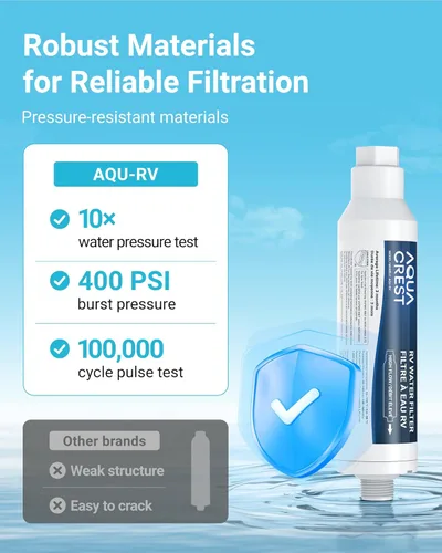 Miniatura 6 de AQUA CREST Filtro de agua para caravana, filtro de agua en línea RV con certificado NSF, reduce el cloro, el mal sabor y el olor, ideal para jardín
