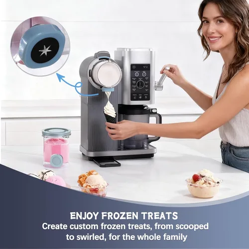 Miniatura 4 de Pintas de repuesto y tapas de colores para creami Ninja Swirl NC700, NC701 Series Ice Cream & Soft Serve Makers, paquete de 4 recipientes de crema
