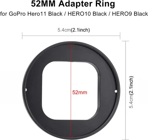 Miniatura 2 de PULUZ Anillo adaptador de filtro de lente UV de 2.047 in para GoPro HERO11 / Hero11 Mini / HERO10 / HERO9 adaptador de lente de cámara negro anillo