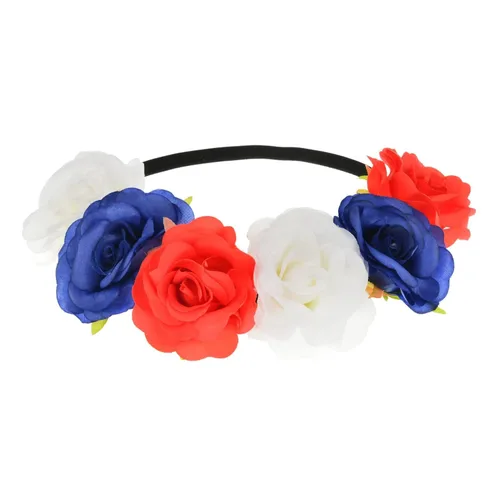 Miniatura 12 de Corona floral BOHO con diadema de rosas para el cabello (rojo oscuro)