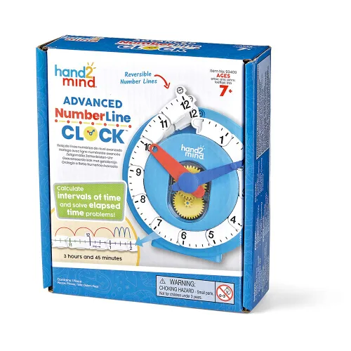 Miniatura 9 de hand2mind - Reloj numérico avanzado para aprender a decir la hora, reloj analógico para el aprendizaje de los niños, línea numérica para niños