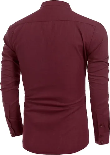 Miniatura 3 de COOFANDY - Camisas de lino y algodón con cuello Henley, de manga larga, estilo hippie informal, camisas de playa