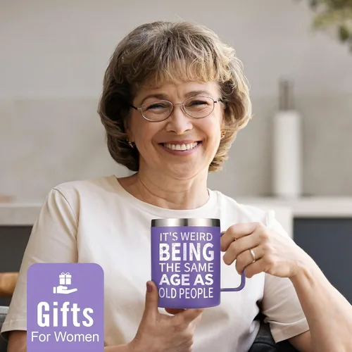 Miniatura 7 de NOWWISH Regalos de Navidad para mujeres, es raro tener la misma edad que personas mayores Taza, regalos divertidos de cumpleaños para mujeres, mamá