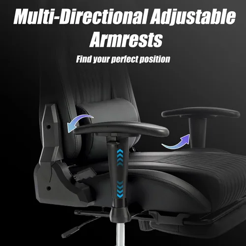 Miniatura 4 de Silla de juegos con reposapiés, silla de juego ergonómica con soporte lumbar y reposabrazos giratorio, silla reclinable para computadora de altura
