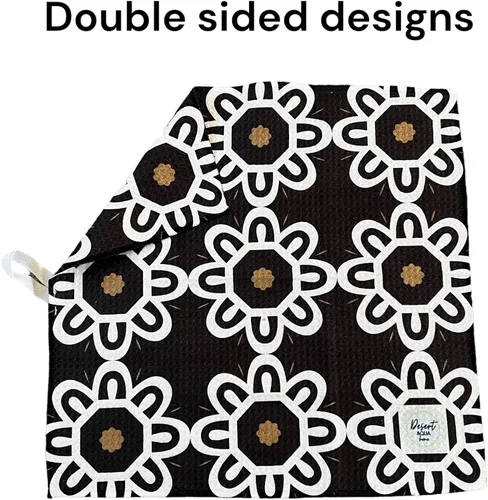 Miniatura 2 de Paños de microfibra con tejido de gofre, paquete de 5, altamente absorbentes, de secado rápido, paño de limpieza de microfibra suave de alta Negro