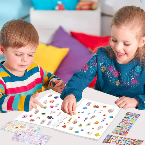 Miniatura 3 de SHANGRLA Álbum de recolección de calcomanías de cubierta plana para niños y adultos, libro organizador en blanco reutilizable para colección