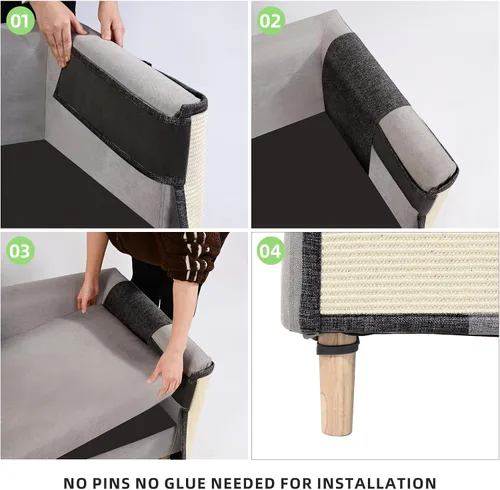 Miniatura 6 de Protector de Sofá contra Arañazos de Gato, 27.6" L*19.6" A Almohadilla Protectora de Muebles contra Arañazos de Gato Protector de Brazo de Sofá