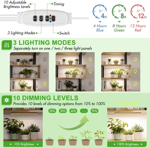 Miniatura 4 de FOXGARDEN Luz de cultivo para plantas de interior de espectro completo, tira de luz de bambú para cultivo en interiores, lámpara de cultivo de 288