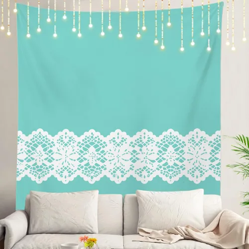 Miniatura 105 de Shrahala Tapiz de pared azul brillante, acuarela azul degradado para colgar en la pared, tapiz grande decorativo de fibra de poliéster, dobladillo