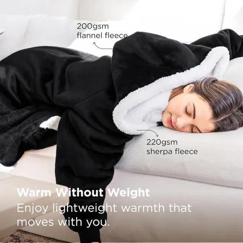 Miniatura 2 de Bedsure Manta con capucha, manta con capucha portátil como regalos para mamá, regalos de cumpleaños para mujeres, niños, adolescentes, sudadera Negro