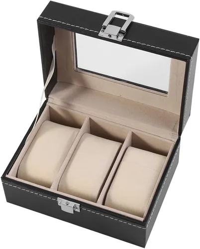 Miniatura 7 de plplaaoo Watch Case, Watch Box, Watch Storage Box, Watch Storage Case, Leather Watch Box, 1Pc High Grade 3 Slots PU Leather Box Case For Watch