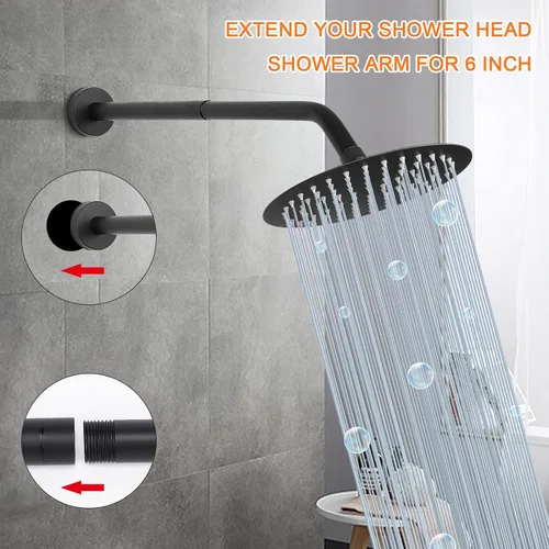Miniatura 4 de Brazo extensor de cabezal de ducha HarJue, salida de agua de extensión de ducha - reduce la existente, extensión de tubo de ducha para baño, hecho