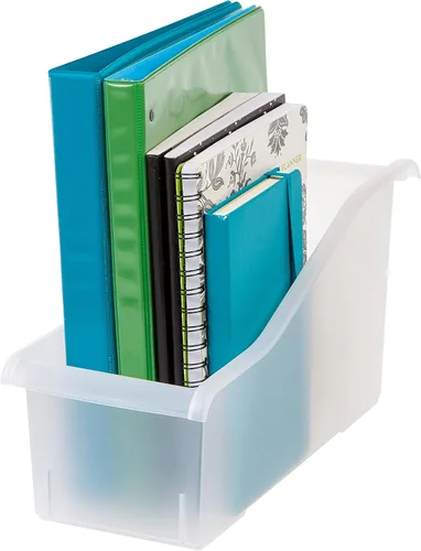Miniatura 9 de IRIS Contenedor de plástico para libros de Estados Unidos, paquete de 8, caja de contenedor de conexión vertical para oficina, dormitorio, estudio