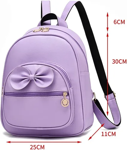 Miniatura 5 de LCFUN Linda mochila de cuero pequeña de moda para niñas y mujeres, Azul brillante, Daypack