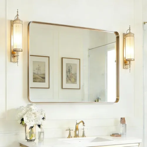 Miniatura 12 de USHOWER Espejos de baño para sobre el fregadero, espejo rectangular con marco de metal, espejo de tocador moderno de granja, montado en la pared