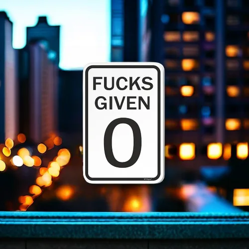 Miniatura 3 de BTFSigns Letrero de aluminio de 6 x 8 pulgadas con texto en inglés "Fucks Given 0", letrero de metal blanco y negro divertido para garaje