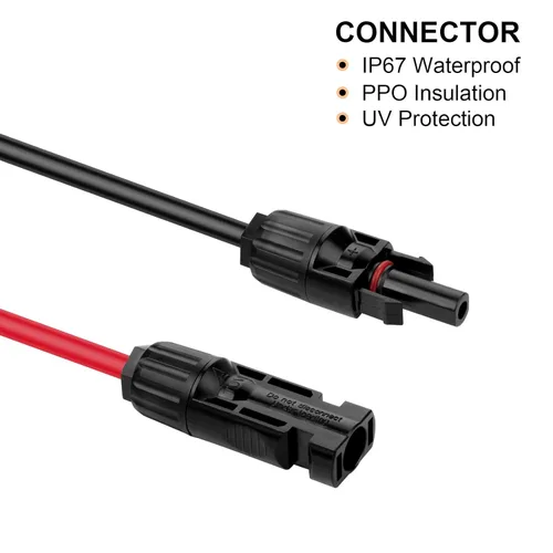Miniatura 3 de Cable de extensión de panel solar de 30 pies 10 AWG con conectores hembra y macho, cable de extensión solar para paneles solares, controladores