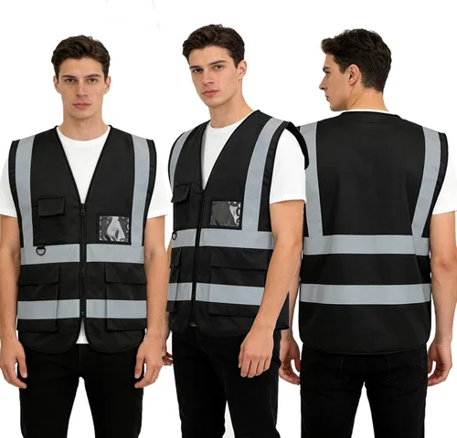 Miniatura 7 de Chaleco de seguridad personalizado BeautyWill con logotipo personalizado Clase 2, chaleco reflectante de alta visibilidad con bolsillos, ropa