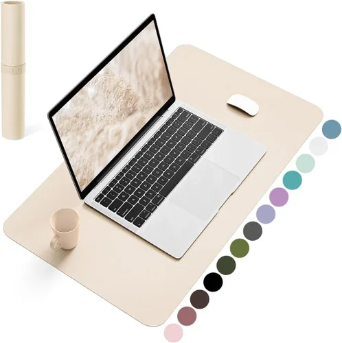 Miniatura 42 de YSAGi Almohadilla de escritorio de piel antideslizante, tapete impermeable para teclado de computadora portátil, protector de mesa y alfombrilla