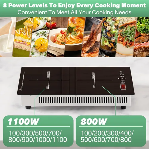 Miniatura 6 de Placa de cocción de inducción doble/doble 2 quemadores, placa de inducción portátil para cocinar, placa de inducción de dos quemadores Cocina