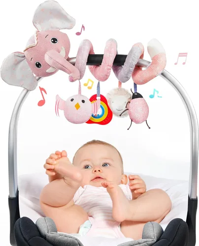 Jollybaby Juguetes para Cuna, Cochecito y Asiento de Auto para Bebé de 0-3-6-9-12 Meses, Juguetes Sensoriales Colgantes para Tiempo Boca Abajo para